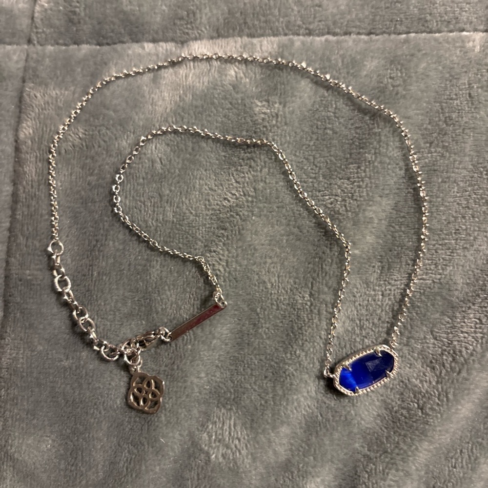 Kendra Scott Elisa Silver Necklace – Blue Stone Pendant